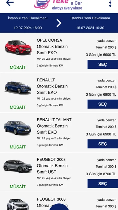 Tekecar Rental - Araç Kiralama Screenshots