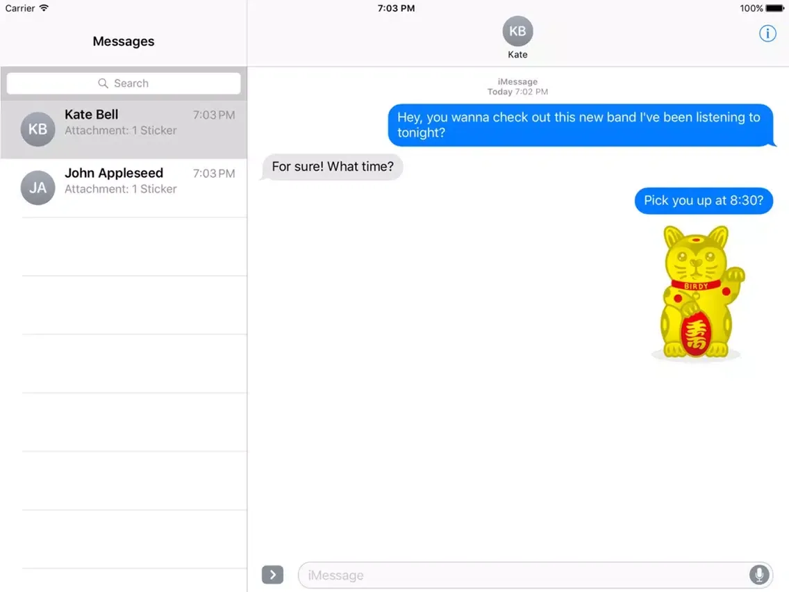 Tangkapan skrin Birdy Sticker Pack iPad 