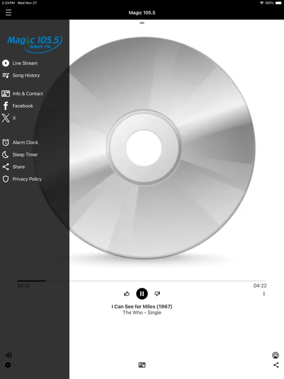 Скриншоты Magic 105.5 WMGH iPad 