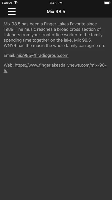 Screenshot di Mix 98.5