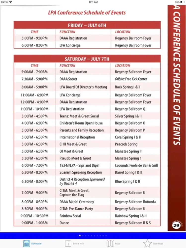 Ảnh chụp màn hình của LPA National Conference iPad 
