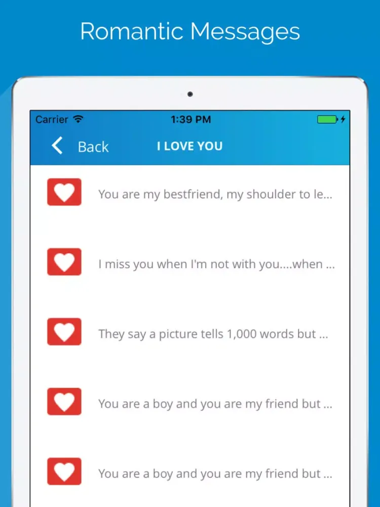 Скриншоты Love Romantic Messages iPad 