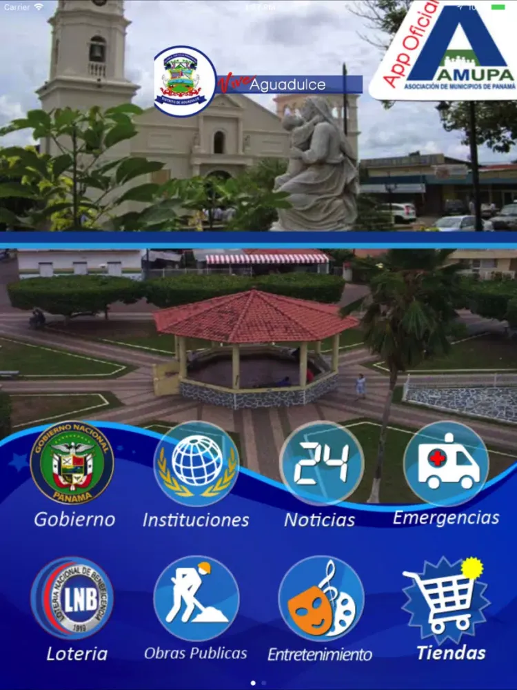 Tangkapan skrin Vive Aguadulce Panamá iPad 