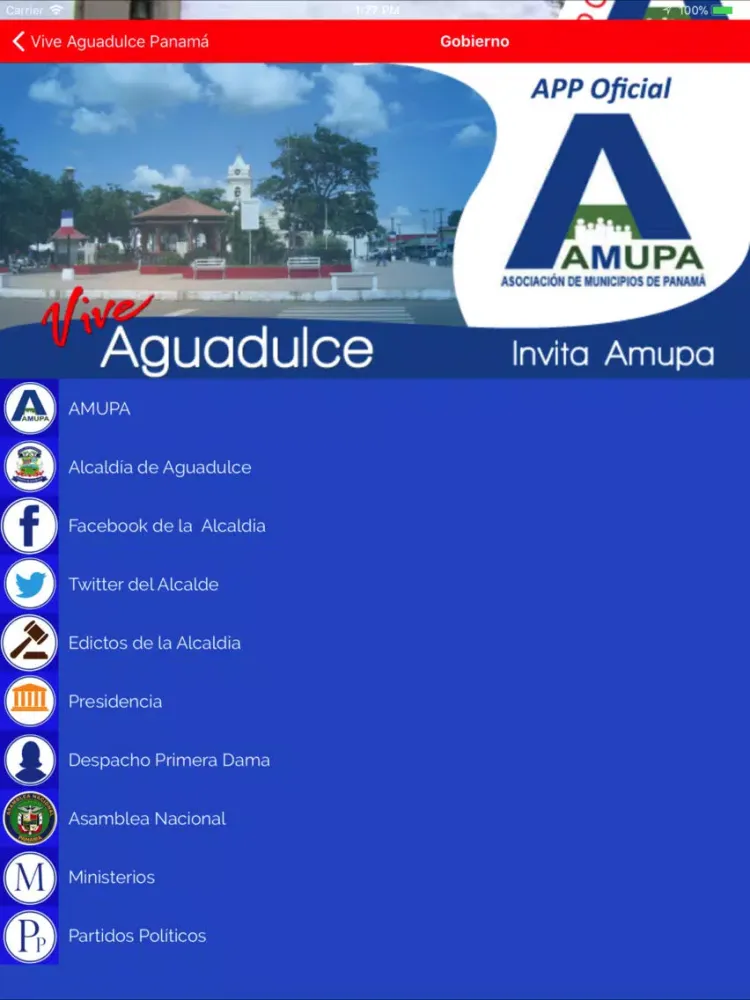 Tangkapan skrin Vive Aguadulce Panamá iPad 