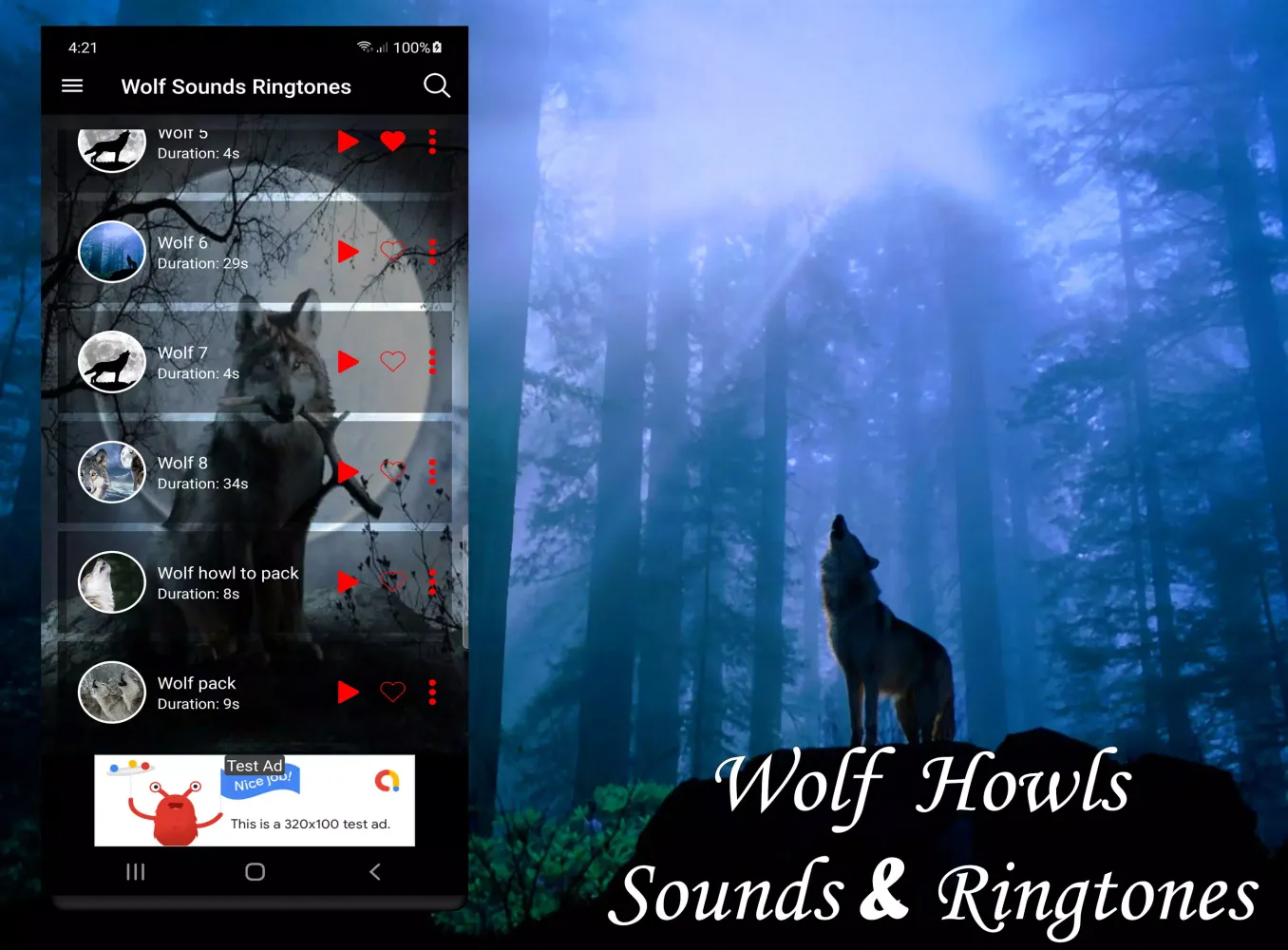 Ảnh chụp màn hình của Wolf Sounds Ringtones