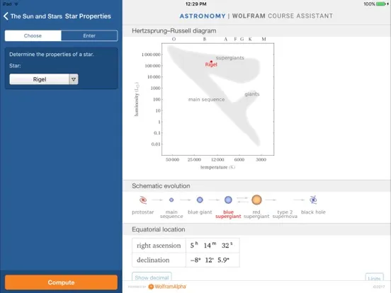 Capturas de pantalla de Wolfram Astronomy Course Assistant iPad 
