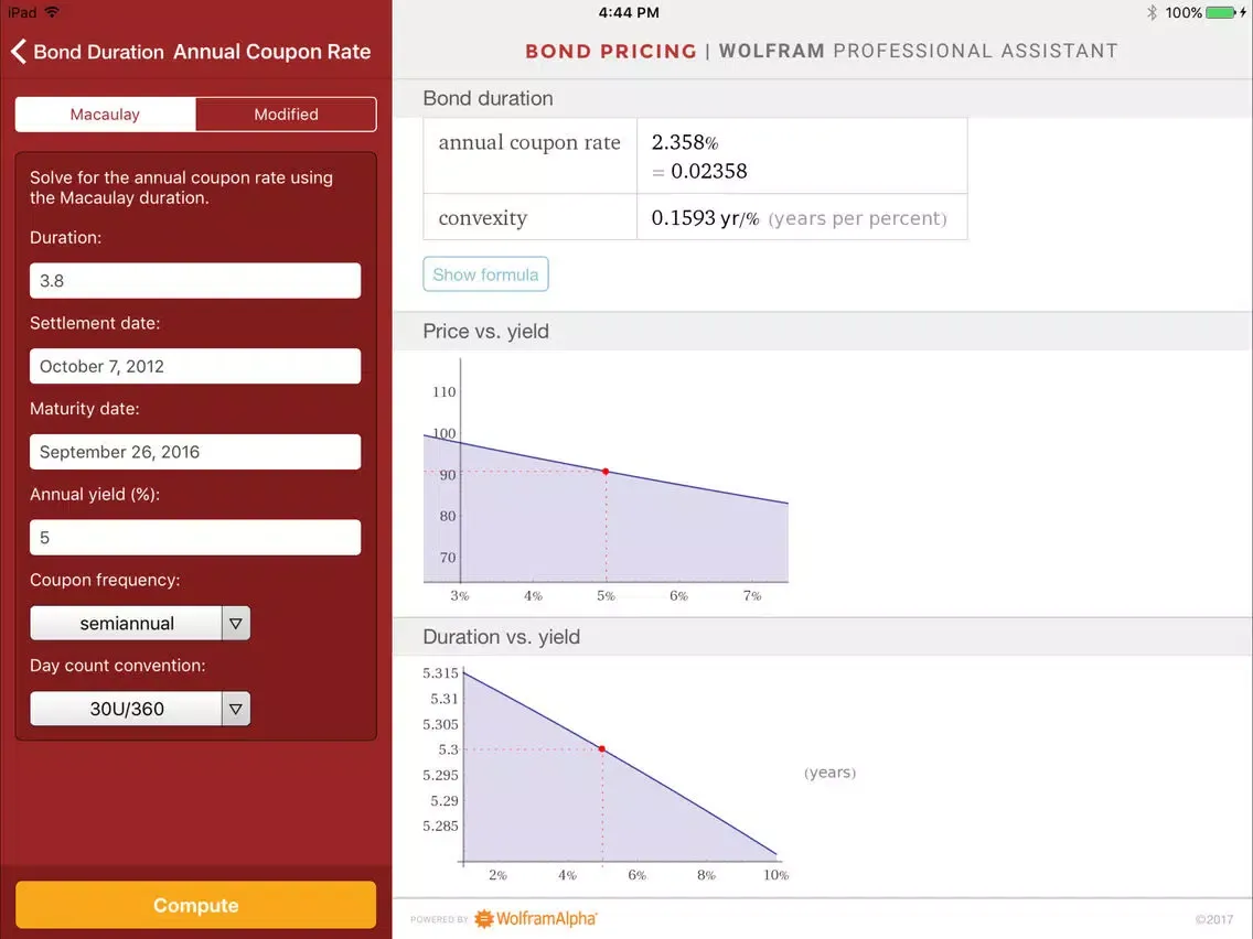 Wolfram Bond Pricing Professional Assistant iPad  স্ক্রিনশট