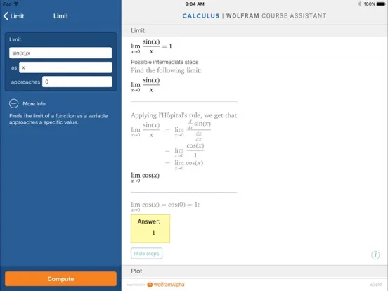 Tangkapan layar Wolfram Calculus Course Assistant iPad 