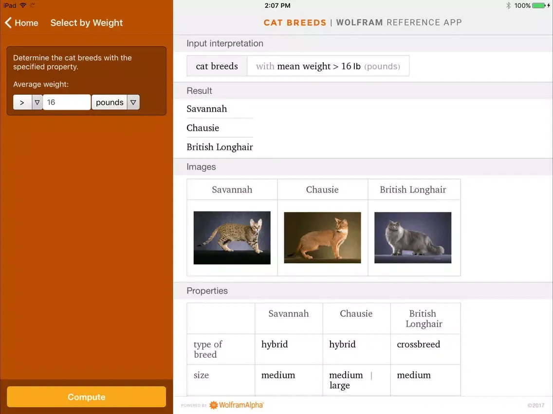 Capturas de tela do Wolfram Cat Breeds Reference App iPad 