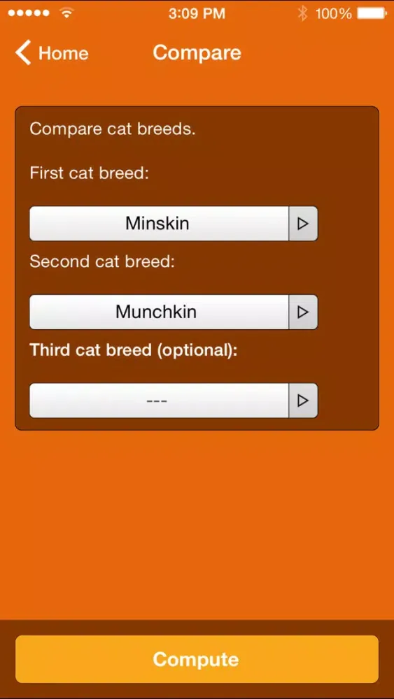 Capturas de tela do Wolfram Cat Breeds Reference App