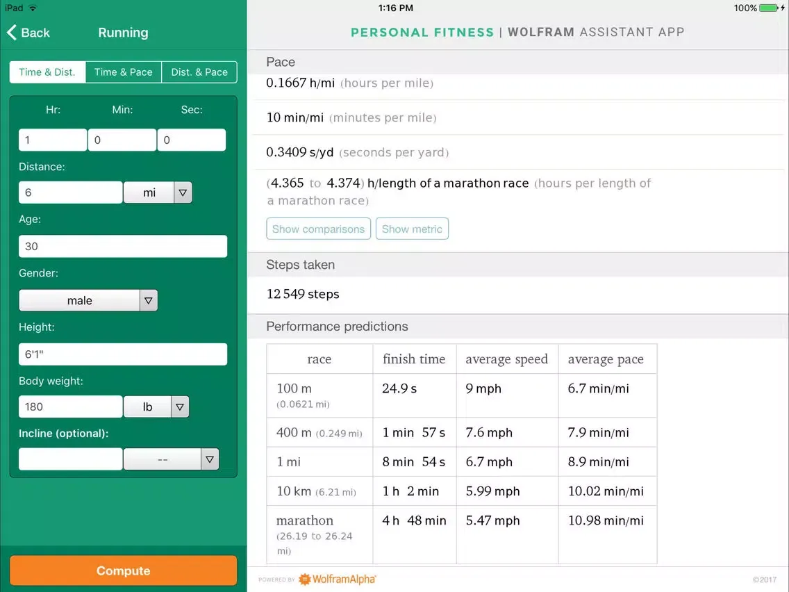تصاویر Wolfram Personal Fitness Assistant App iPad 