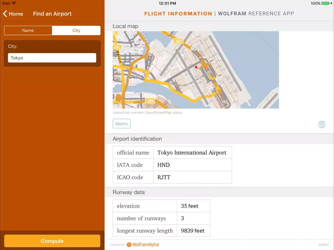 Screenshot di Wolfram Flight Information Reference App iPad 