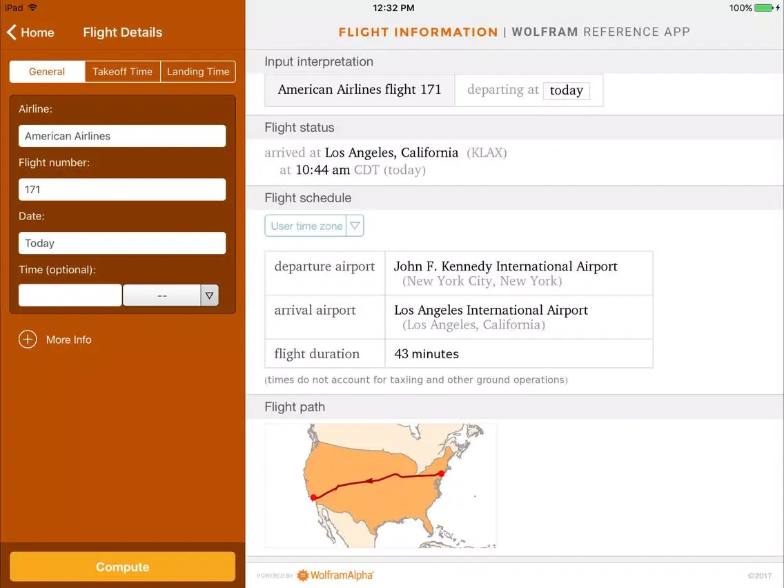 Screenshot di Wolfram Flight Information Reference App iPad 