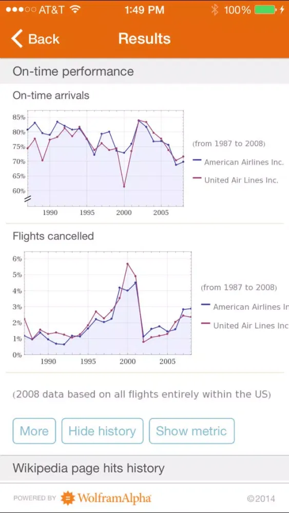 Screenshot di Wolfram Flight Information Reference App
