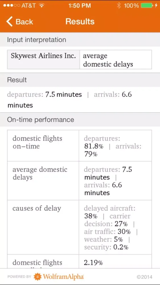Screenshot di Wolfram Flight Information Reference App