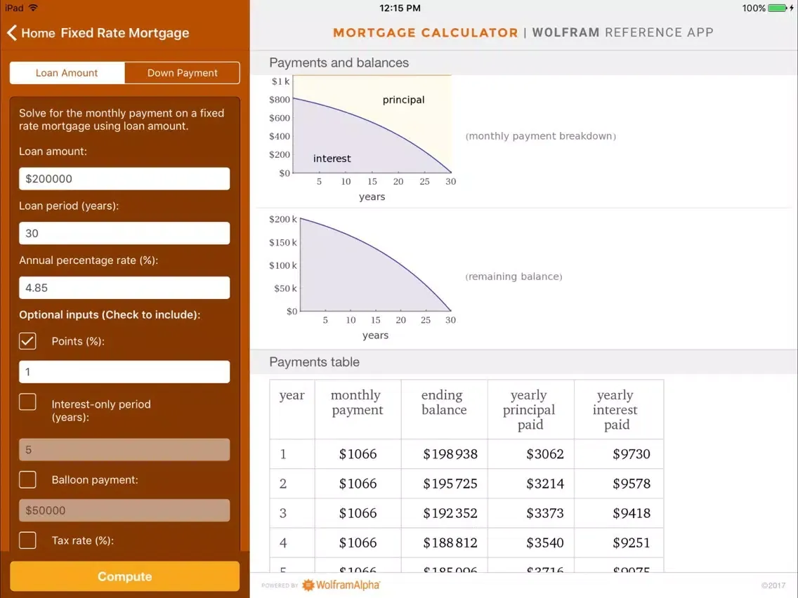 Скриншоты Wolfram Mortgage Calculator Reference App iPad 