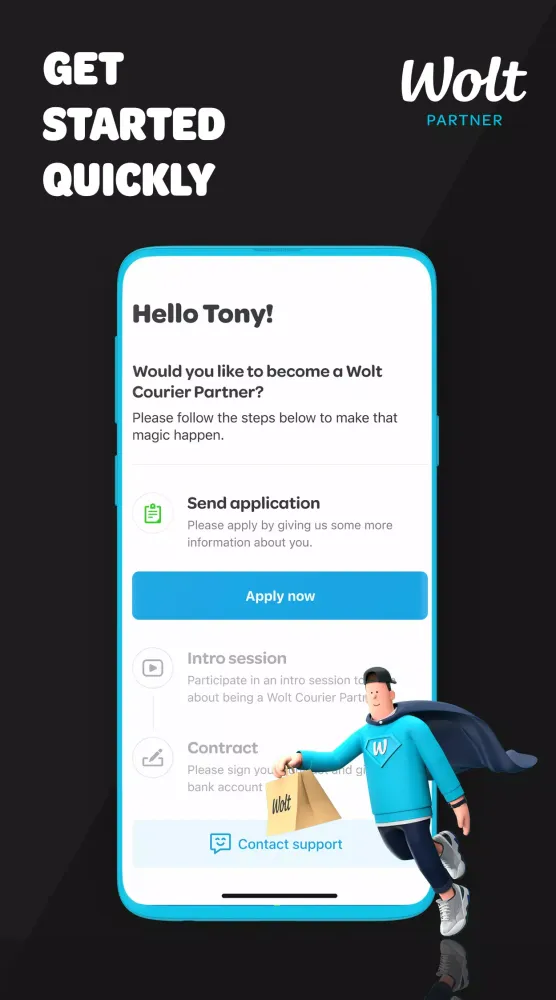 Capturas de pantalla de Wolt Courier Partner
