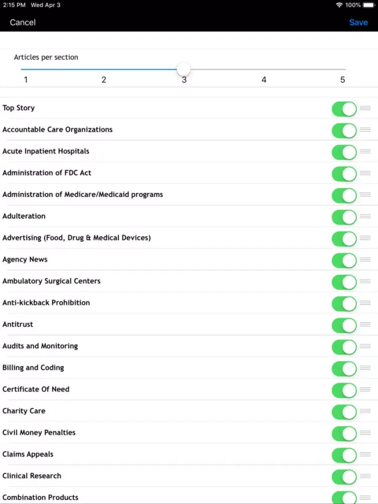 ภาพหน้าจอของ Health Law Daily iPad 