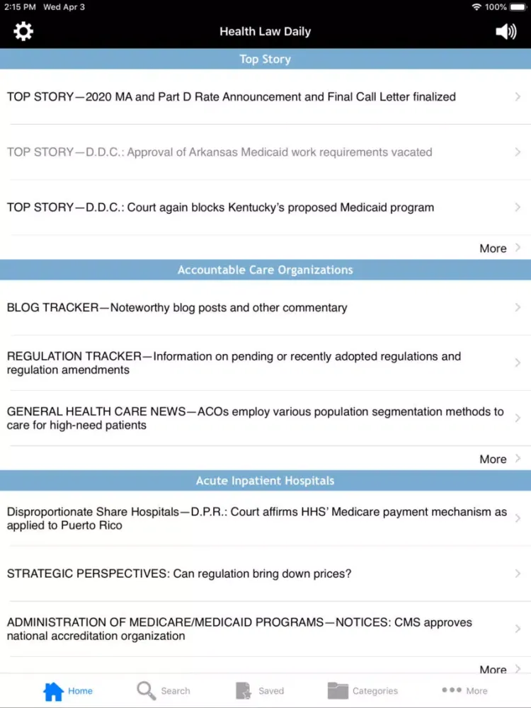 ภาพหน้าจอของ Health Law Daily iPad 
