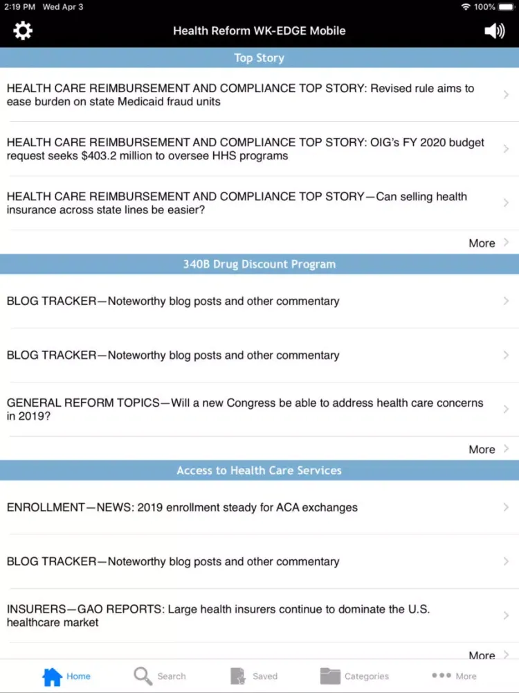 Скриншоты Health Reform WK-EDGE Mobile iPad 