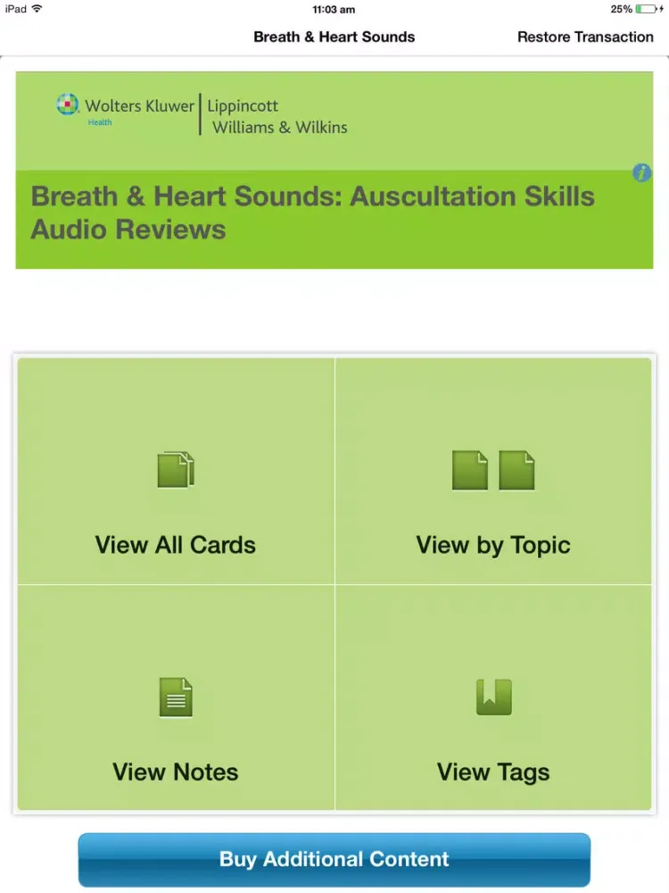 Tangkapan layar Breath & Heart Sounds: Auscultation Skills Audio Review iPad 