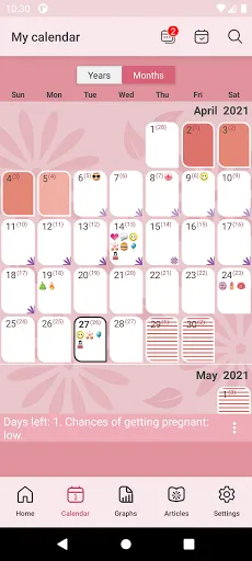 WomanLog Period Calendar Screenshots