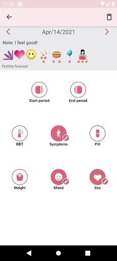 WomanLog Period Calendar Screenshots