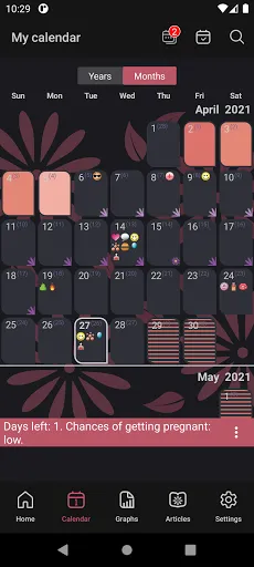 WomanLog Period Calendar Screenshots