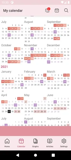 WomanLog Period Calendar Screenshots