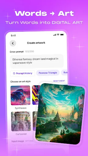 Capturas de tela do WOMBO Dream - AI Art Generator