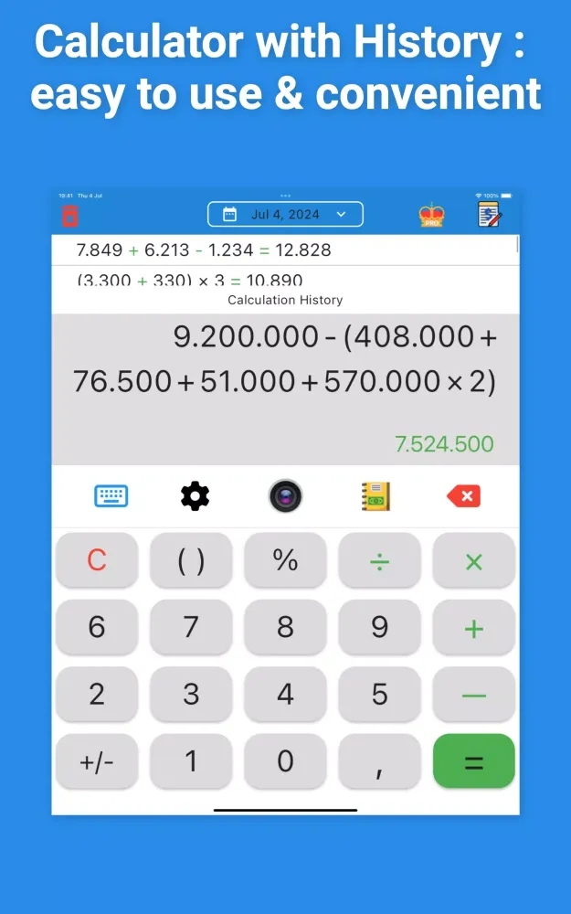 Tangkapan skrin Calculator with History, Note
