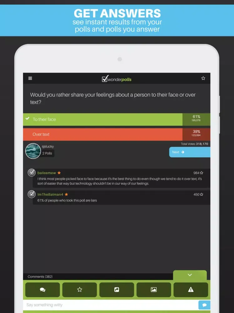 Capturas de pantalla de Wonder Polls: Question Everything! iPad 
