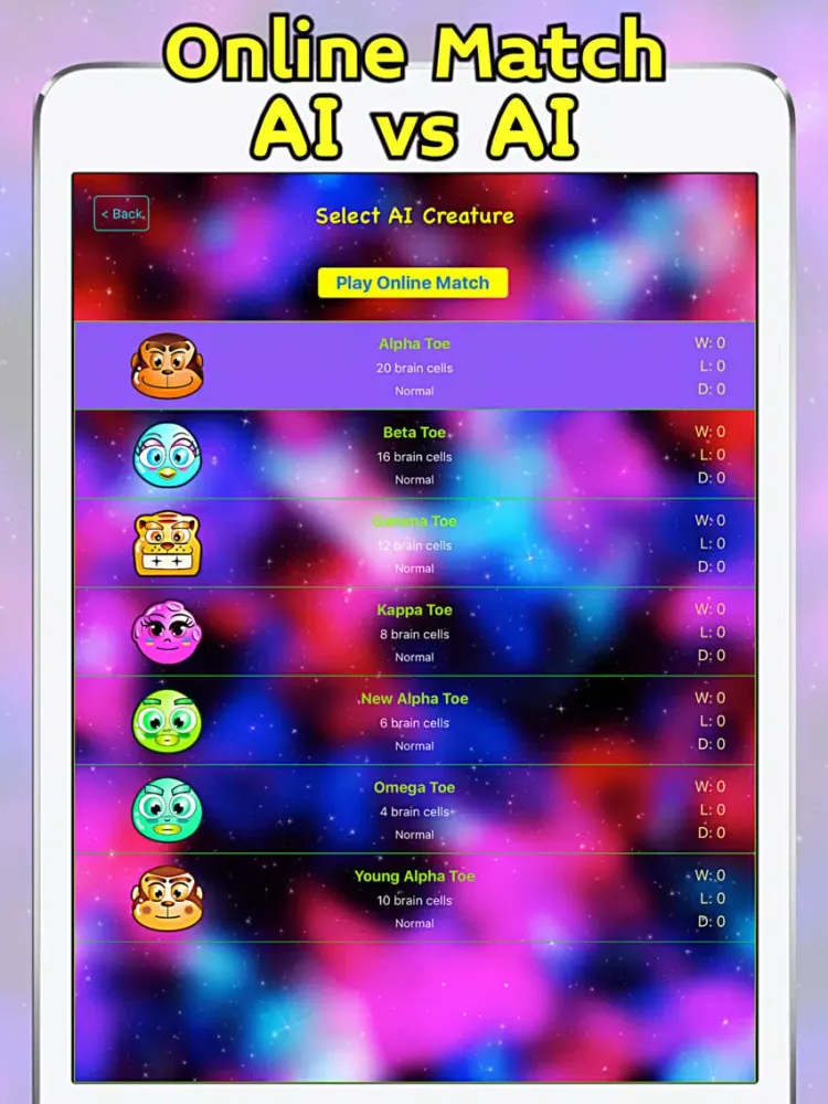 AI Toe - AI Learns Tic Tac Toe iPad Screenshots