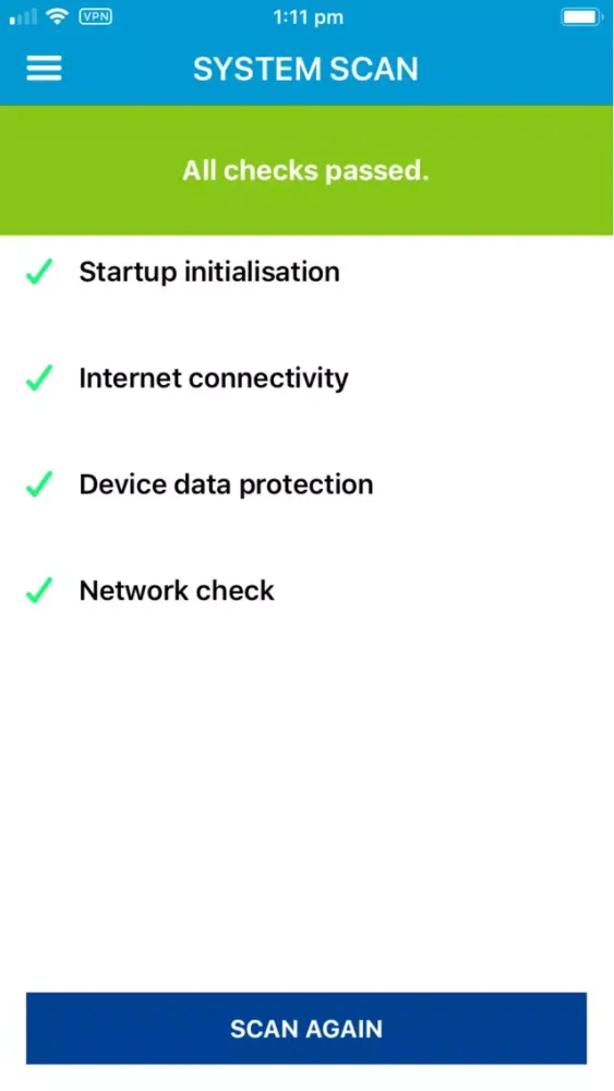 ภาพหน้าจอของ SafeCentral Mobile Security