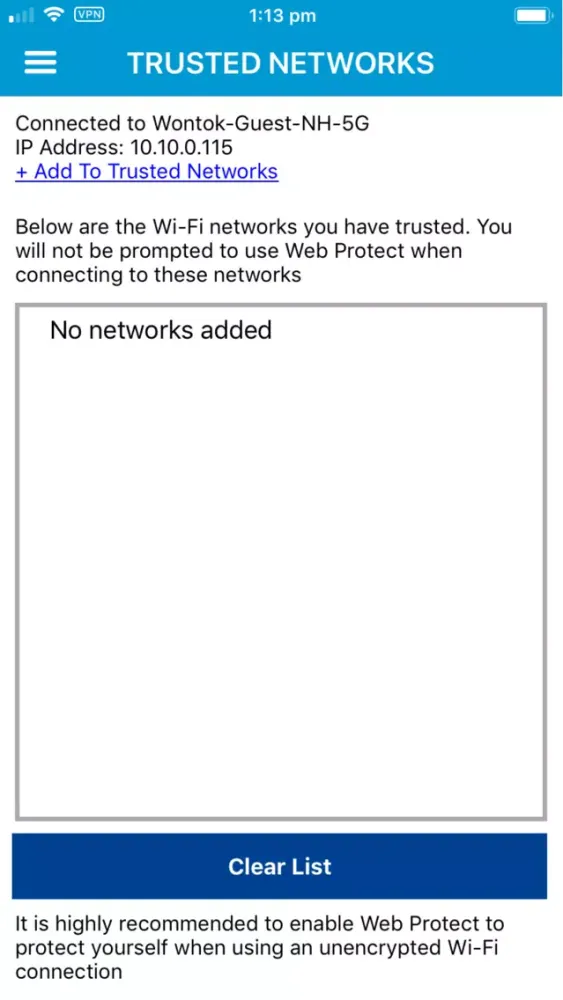ภาพหน้าจอของ SafeCentral Mobile Security
