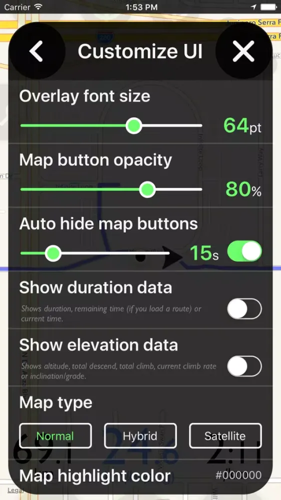 Screenshot di iBike HUD
