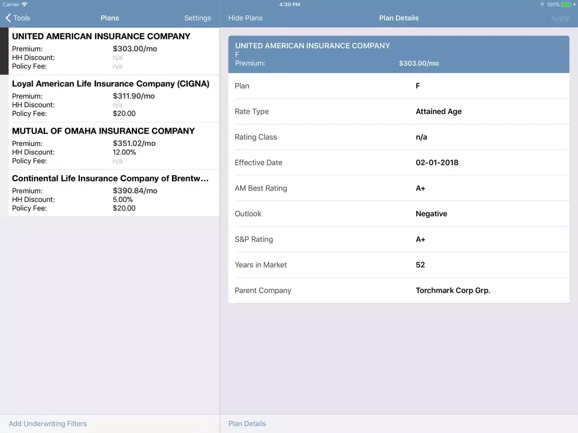 WoodmenLife Quoting iPad  Screenshots