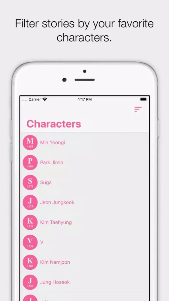 Tangkapan skrin K-POP Fan Fiction