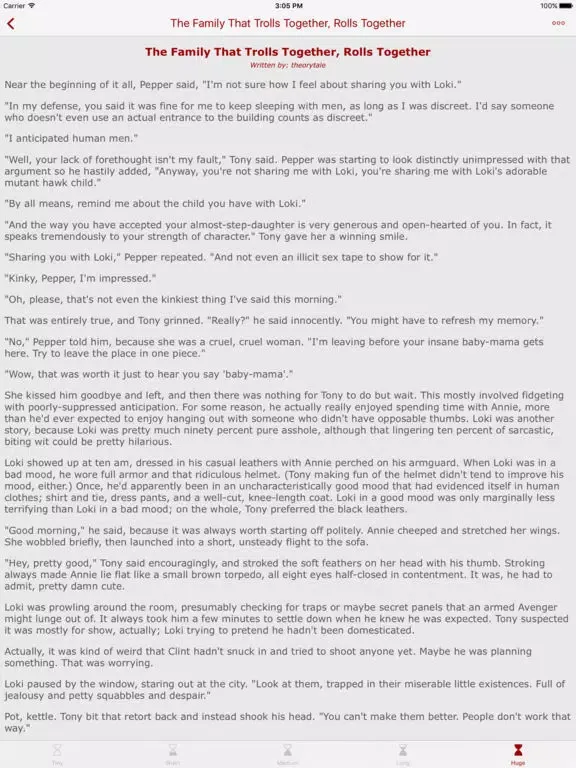 Zrzuty ekranu MCU Fan Fiction iPad 