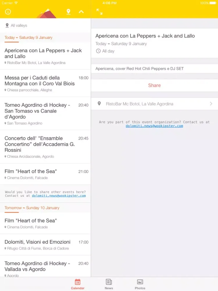 صور Dolomiti News - local events in the Agordo valley iPad 