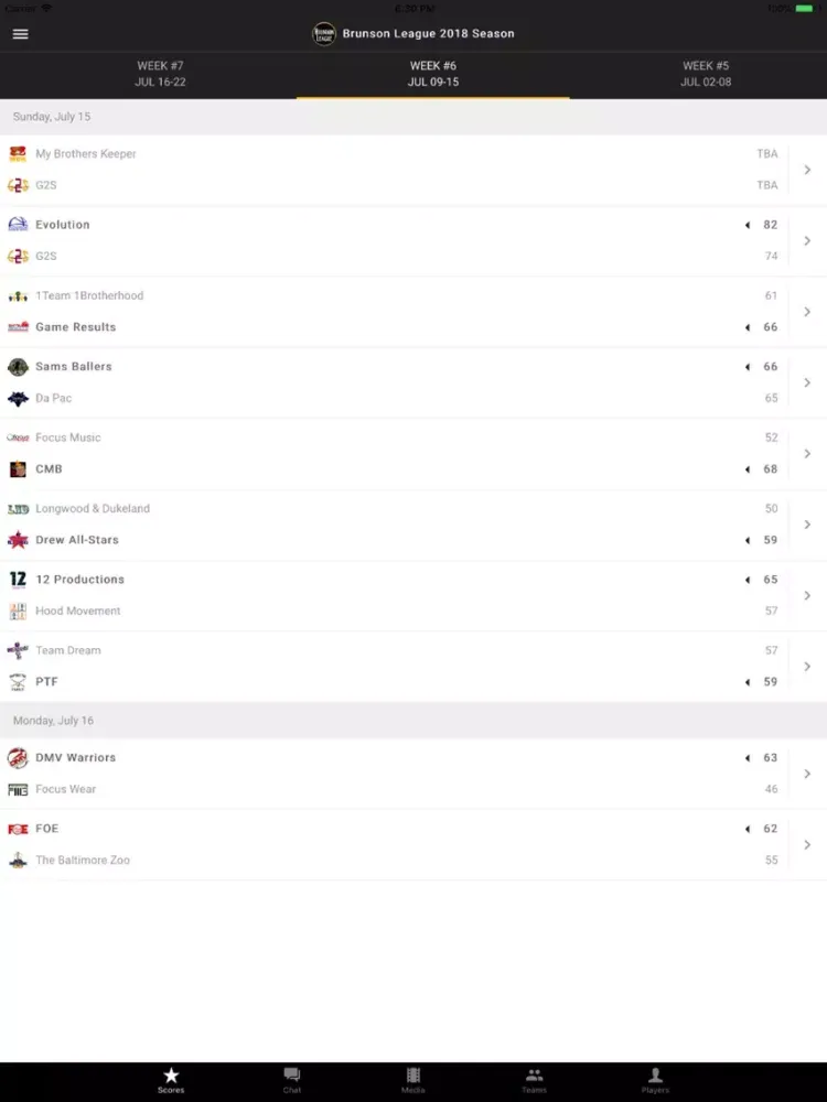 Ảnh chụp màn hình của Dream Athletics iPad 