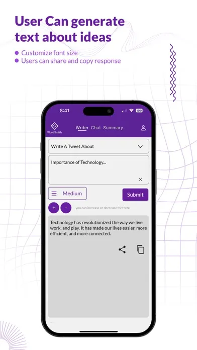 Zrzuty ekranu WordSmith-Ai Assistant