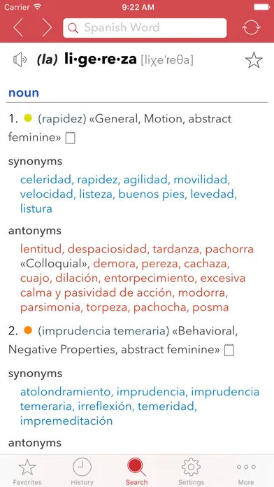 Tangkapan layar Spanish Thesaurus