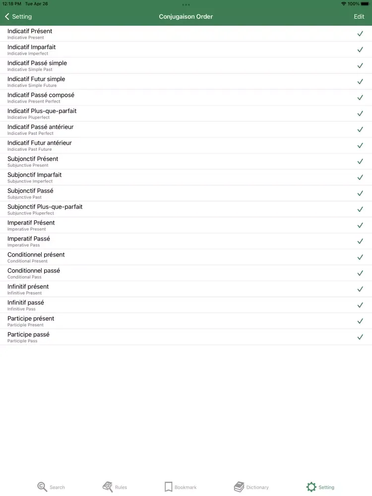 Conjugation of French Verb iPad 应用截图