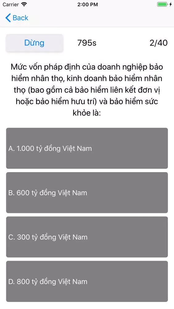 Capturas de tela do Ôn thi chứng chỉ BHNT
