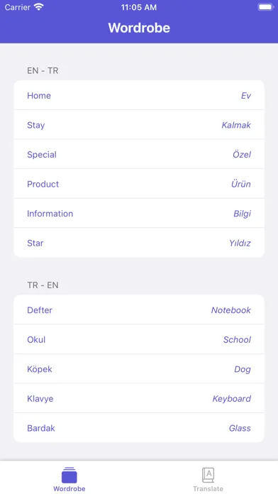 Wordrobe: Translation Library Screenshots