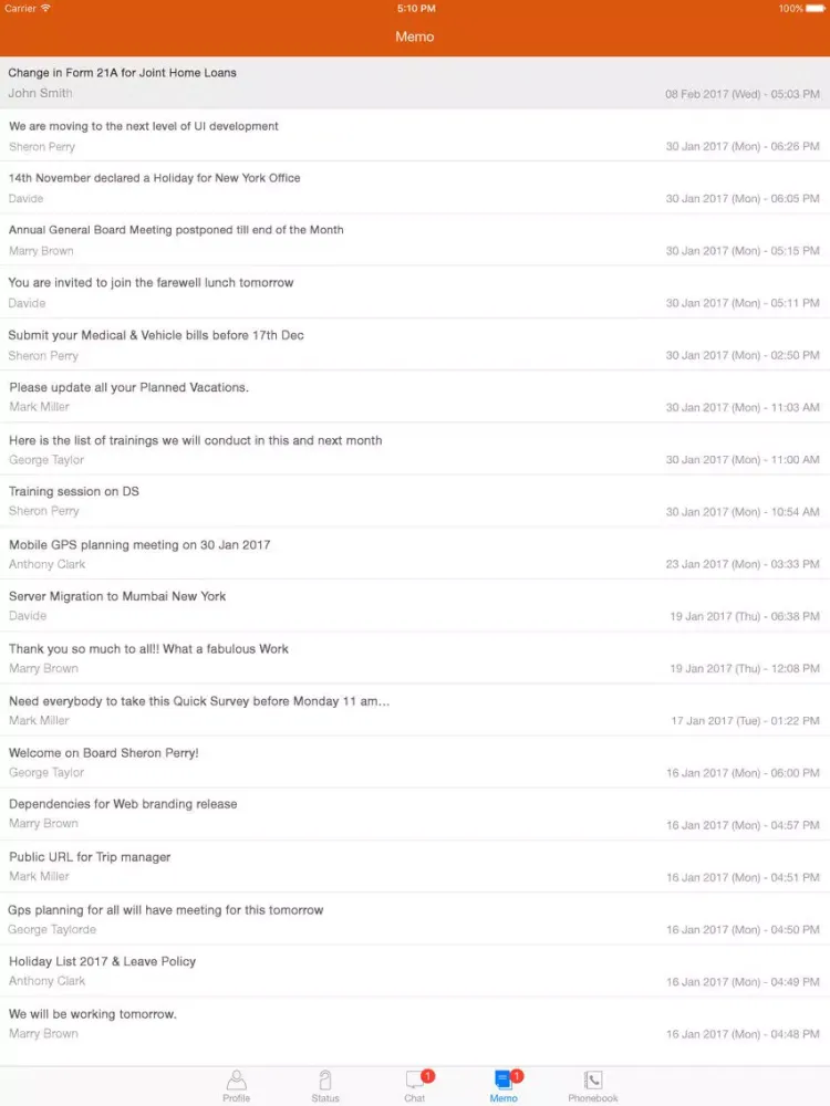 Zrzuty ekranu LyncBiz Chat iPad 