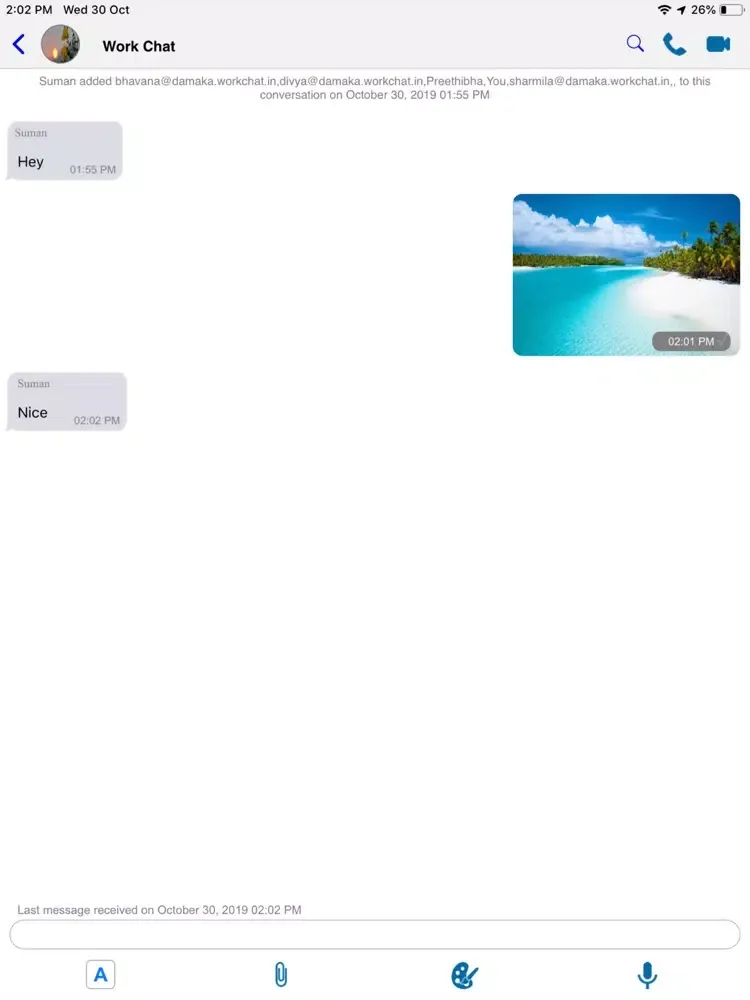 Workchat iPad  スクリーンショット