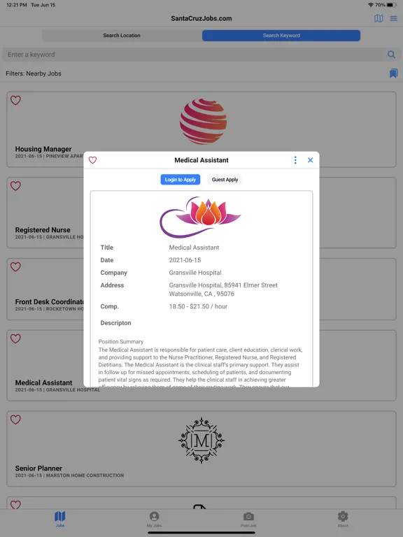 Screenshot di Workin.com iPad 