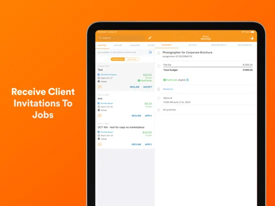 Ảnh chụp màn hình của WorkMarket by ADP iPad 
